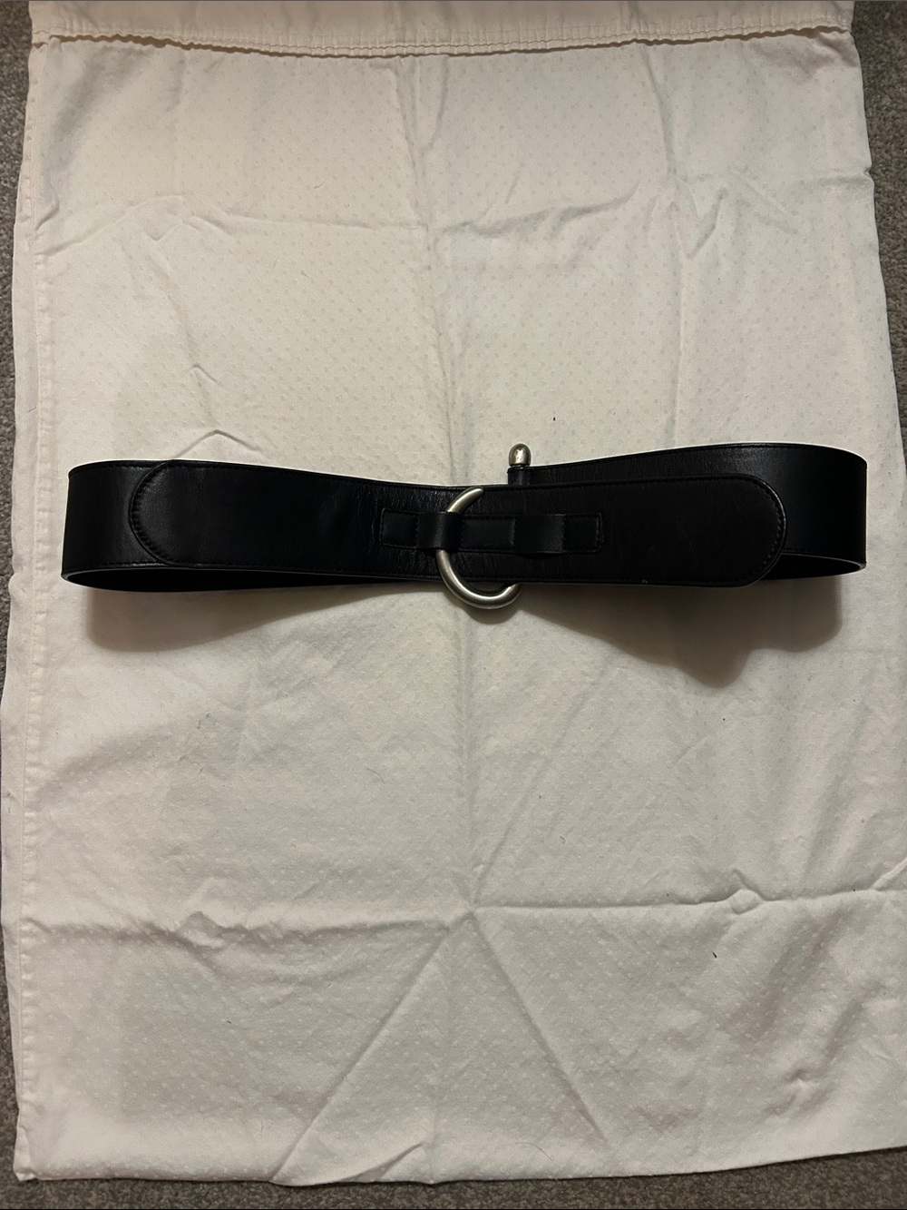 J. Jill Black Leather Belt with Silver Ring Buckle Size Small